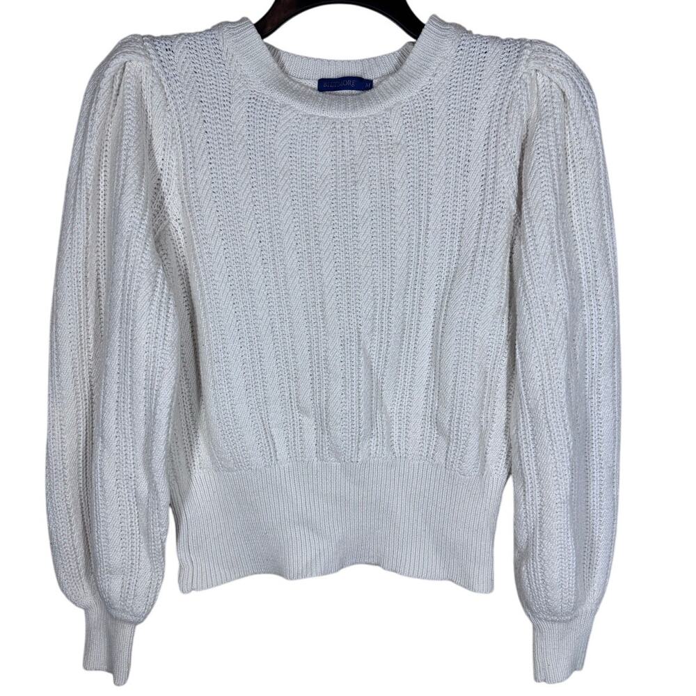 Biltmore Cable Knit Wool Blend Ivory‎ Long Sleeve Sweater Women's Medium Classic